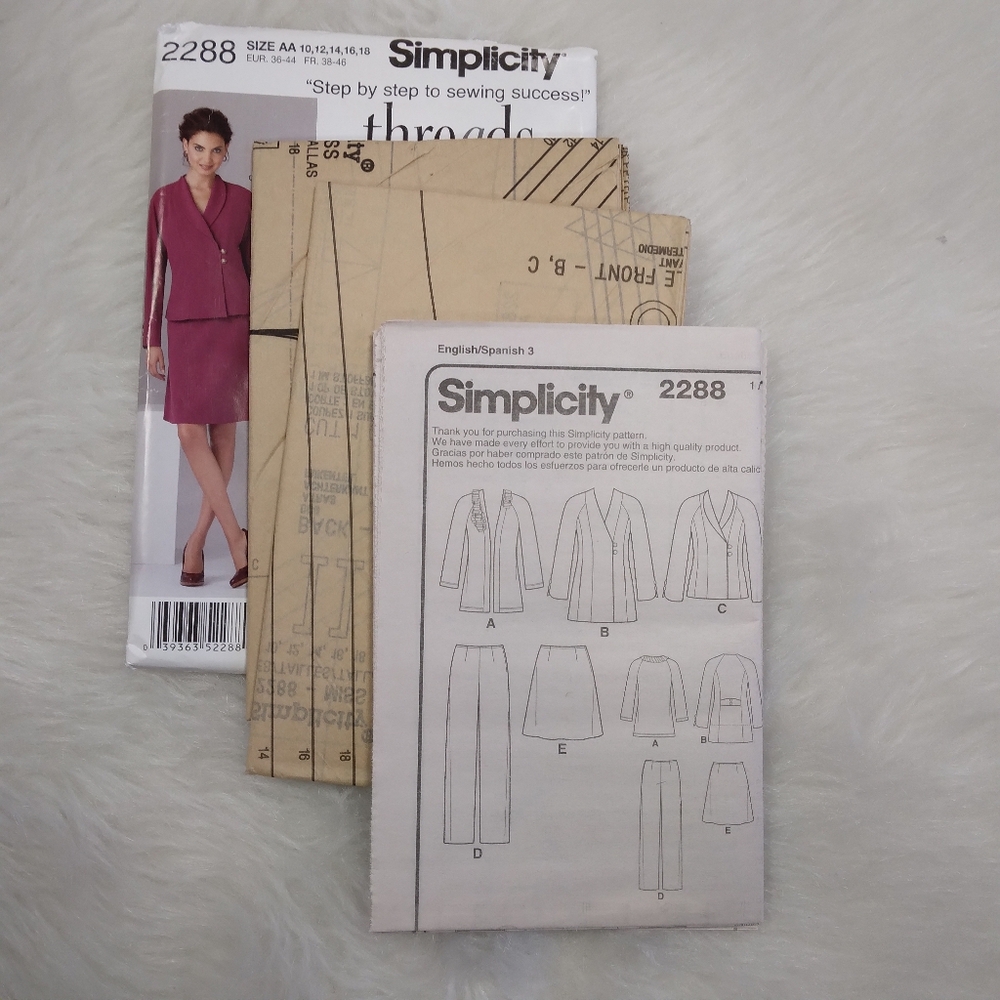 SIMPLICITY 2288 SZ 10-18 Jackets Skirt Pants Threads Mag American Sewing Guild - Picture 3 of 5